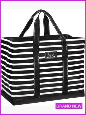 Large Tote Bag Lightweight Open Top Beach Pool Bag Inside Zip Pocket Folds Flat